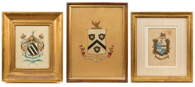 Lot 825 - Three 19th century painted armorials