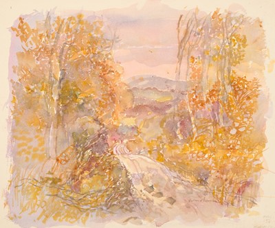 Lot 1233 - *John O'Connor (1913-2004) watercolour, Track to the Dee, signed, titled verso, 47cm x 56cm, unframed