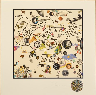 Lot 1234 - *Richard Drew, known as Zacron (British, 1943-2012) silkscreen print - Led Zeppelin III album cover, signed, unframed - sheet size 68 x 68cm NB: An unknown number of prints were made but believed...