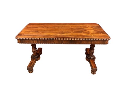 Lot 1511 - Fine quality William IV rosewood standard end table with beaded edge in the manner of Gillows. The shallow frieze with two discreet drawers