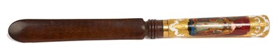 Lot 54 - 19th century letter opener with porcelain handle, commemorating the coronation of H.M.Queen Victoria