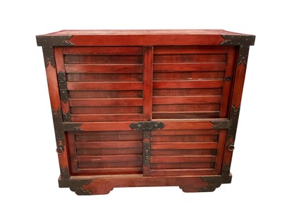 Lot 1551 - Impressive 19th century Japanese elm and tooled metal mounted chest