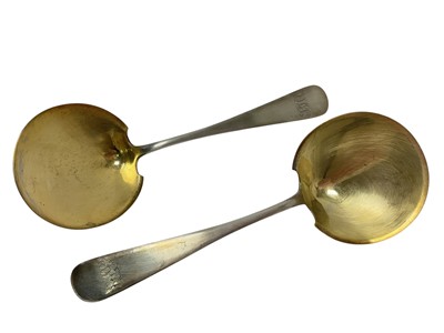 Lot 334 - Pair of Russian silver gilt serving spoons (Ovchinnikov)