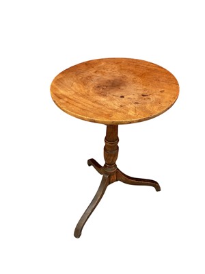 Lot 1547 - George III mahogany wine table with solid circular tilt-top on turned column and tripod base, 48cm diameter