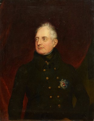 Lot 15 - 19th century English School oil on canvas portrait of H.M. King William IV I uniform, 91cm x 71cm, unframed