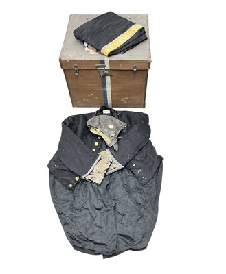 Lot 861 - Victorian court uniform and a leather flying helmet, contained in a canvas covered trunk.