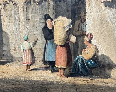 Lot 36 - Manner of Samuel Prout (1783-1852) watercolour, titled 'Prague 1836' and monogrammed, 52cm x 36cm, glazed gilt frame