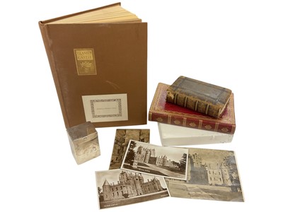 Lot 96 - Victorian silver playing card case engraved 'Fettercairn 1899' and copy of Glamis Casle book