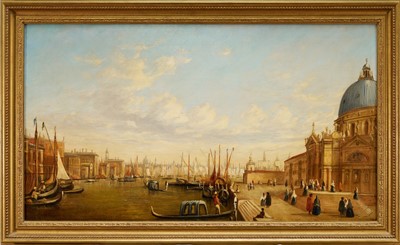 Lot 1103 - After David Roberts, 19th century oil on canvas - Venetian Canal Scene, with signature and dated 1847, 61cm x 107cm, in gilt frame