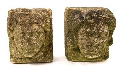 Lot 986 - Pair of Mediaeval carved stone corbels
