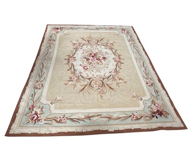 Lot 1572 - Large Aubusson carpet, classical ornament in muted tones