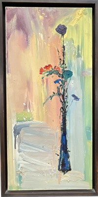 Lot 64 - Gil Mutch (b. 1955) oil on canvas, 'Time to Think, 2004', signed verso, 95cm x 44cm, framed