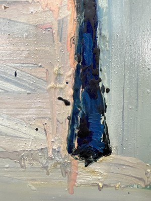 Lot 64 - Gil Mutch (b. 1955) oil on canvas, 'Time to Think, 2004', signed verso, 95cm x 44cm, framed