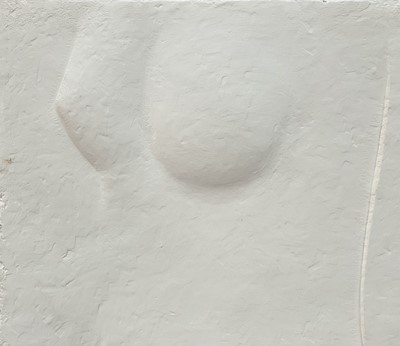 Lot 68 - Tony Yates, plaster relief, ‘Deux Femmes’, signed and titled verso, 51cm x 46cm x 1.5cm, framed