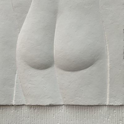 Lot 68 - Tony Yates, plaster relief, ‘Deux Femmes’, signed and titled verso, 51cm x 46cm x 1.5cm, framed