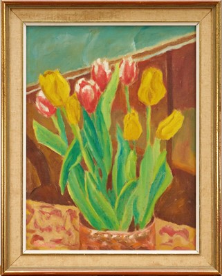 Lot 38 - Eardley Knollys (1902-1992) oil on canvas, Tulips in a vase, signed, 42cm x 32cm, framed
