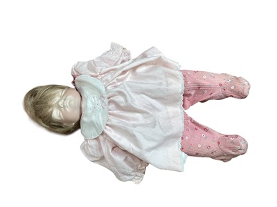 Lot 5196 - Large Unica Belgium 78 composite doll 70 cms dressed. Joyce Wolf Sculpture Re-born baby doll and 1930s sailor style doll.