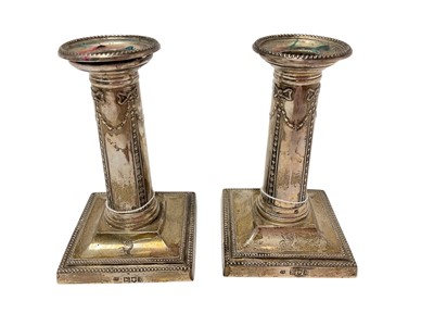 Lot 364 - Pair of silver dwarf candlesticks