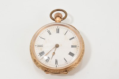 Lot 748 - 19th century Swiss 14k gold cased fob watch