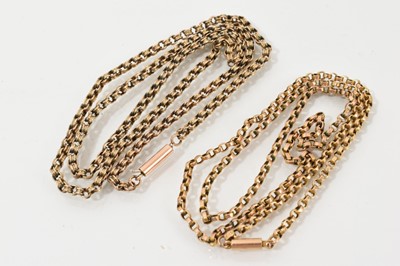Lot 656 - Two Victorian 9ct gold chains
