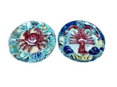Lot 2273 - Two vintage Palissy ware Majolica plates decorated with sea creatures