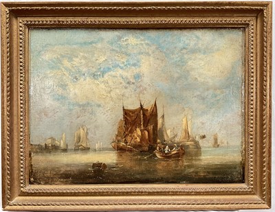 Lot 227 - 19th century Continental oil on canvas, Marine scene, 45cm x 62cm, gilt frame