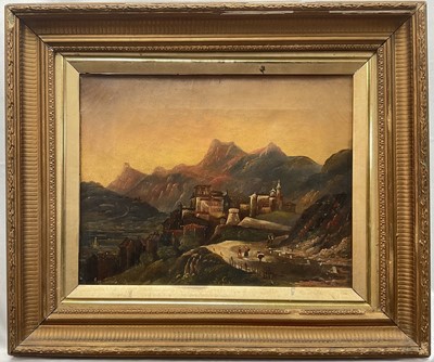 Lot 251 - Nicholas Eugene Trouvé (1808-1888) oil on canvas, Mountain landscape, signed and dated 1829, 33cm x 42cm, gilt frame