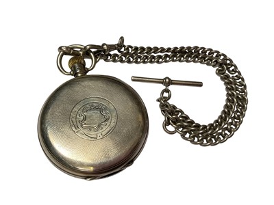 Lot 16 - 1920s silver cased pocket watch (Birmingham 1929) with a silver watch chain, 36cm long