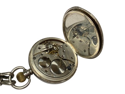 Lot 16 - 1920s silver cased pocket watch (Birmingham 1929) with a silver watch chain, 36cm long