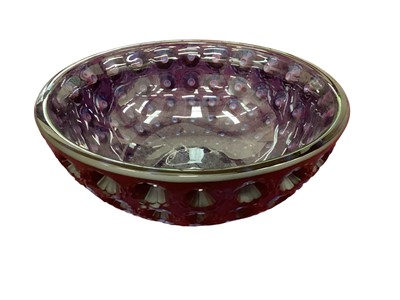 Lot 2369 - Lalique 'Nemours' bowl, of dark blue colour, etched mark to base, 25cm diameter