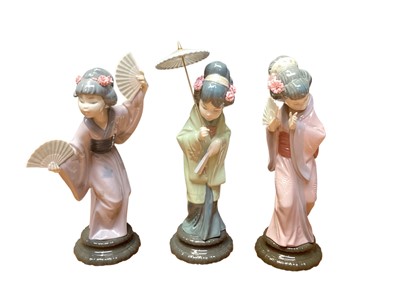 Lot 2210 - Three Lladro porcelain figures - Madame Butterfly, Oriental Spring and Timid Japanese