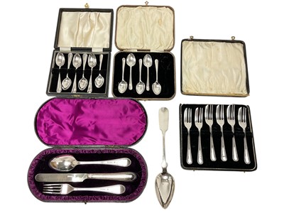 Lot 395 - Selection of Victorian and later silver flatware.