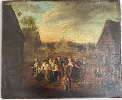 Lot 1099 - Continental School, 18th century, oil on canvas - Revellers, 32cm x 39cm, unframed