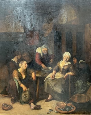Lot 1098 - Dutch School, 18th century, oil on panel - The Cooks, 34cm x 28cm, unframed