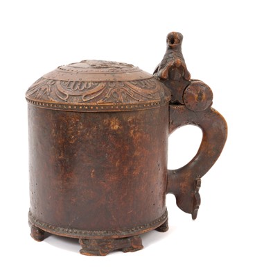 Lot 887 - Late 18th / early 19th century Norwegian burr birch peg tankard