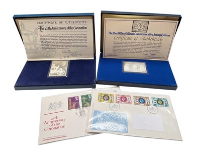 Lot 136 - Two sterling silver Danbury Mint replicas of stamps