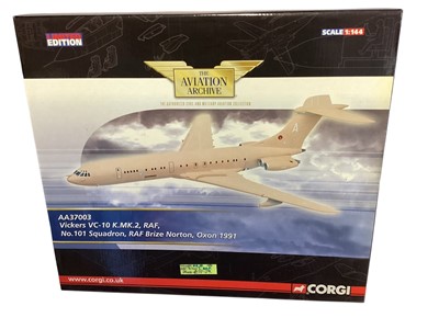 Lot 1700 - Corgi The Aviation Archive Limited Edition 1:144 scale diecast aircraft including Vickers VC-10 K.MK.2, 487/1054 certificate, boxed AA37003, Hawker Siddeley Nimrod MR.1 Prototype, 225/1000 certif...
