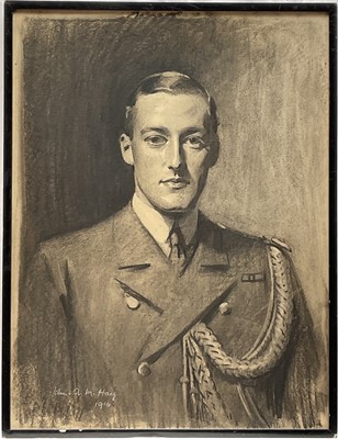 Lot 329 - John Arthur Machray Hay (1887-1960) charcoal portrait - a gentleman in Naval uniform, signed and dated 1916, 60cm x 45cm, glazed frame