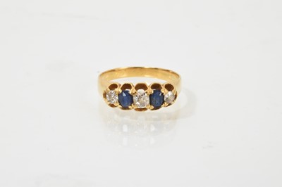 Lot 682 - Five stone diamond and sapphire ring with 18ct gold shank