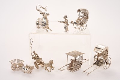 Lot 375 - A collection of Chinese and other miniature silver and white metal models