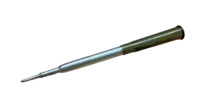 Lot 703 - Boar War Interest- Edwardian novelty propelling pencil constructed from a bullet casing, the casing engraved "found on Spion Kop by Chris Lucking Jan 1904", mounted with a Mappin & Webb.