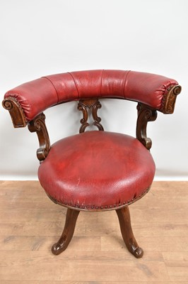 Lot 1395 - Victorian mahogany revolving desk chair