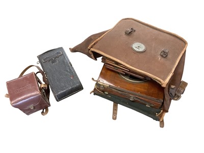 Lot 2952 - Antique plate camera and two other cameras
