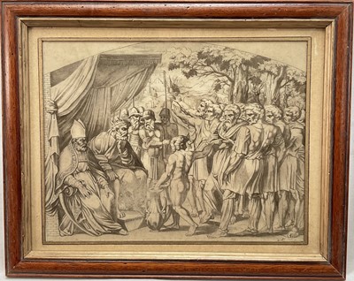 Lot 60 - 19th century watercolour after Raphael - Eleazar and Joshua and the tribes of Israel, 23cm x 29cm, glazed frame