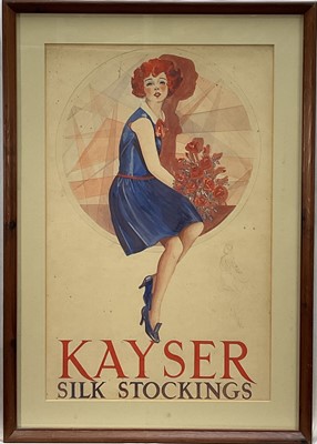Lot 54 - Kayser Silk Stockings original poster design, watercolour, signed Rona G. Raymond, 55cm x 35cm, glazed frame