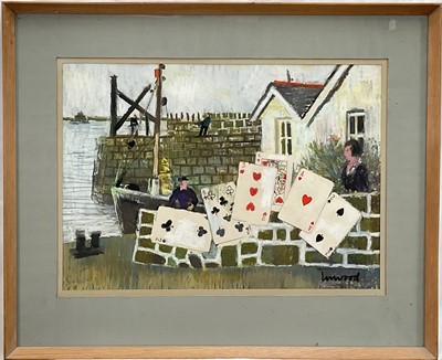 Lot 55 - Derek Inwood (1925-2012) mixed media collage, 'Cornish Return', signed, titled to label verso, 34cm x 48.5cm, glazed frame