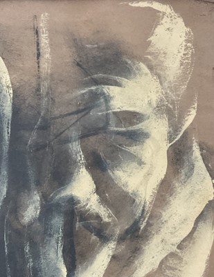 Lot 57 - Modern British School, watercolour, Three heads, 25cm x 31.5cm, glazed frame