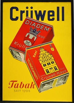 Lot 53 - Crüwell Tabak, original lithograph advertising poster, 83cm x 58cm, glazed frame