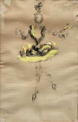 Lot 56 - Oliver Messel (1904-1978) Original costume design for 'Homage to the Queen' 1953, signed and annotated in pencil, 35cm x 23cm. An attendant to the Queen of Fire.