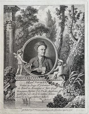 Lot 125 - Francois Vivares (1709-1782) engraving published 1776, Self-portrait, 20.5cm x 16.5cm, unframed